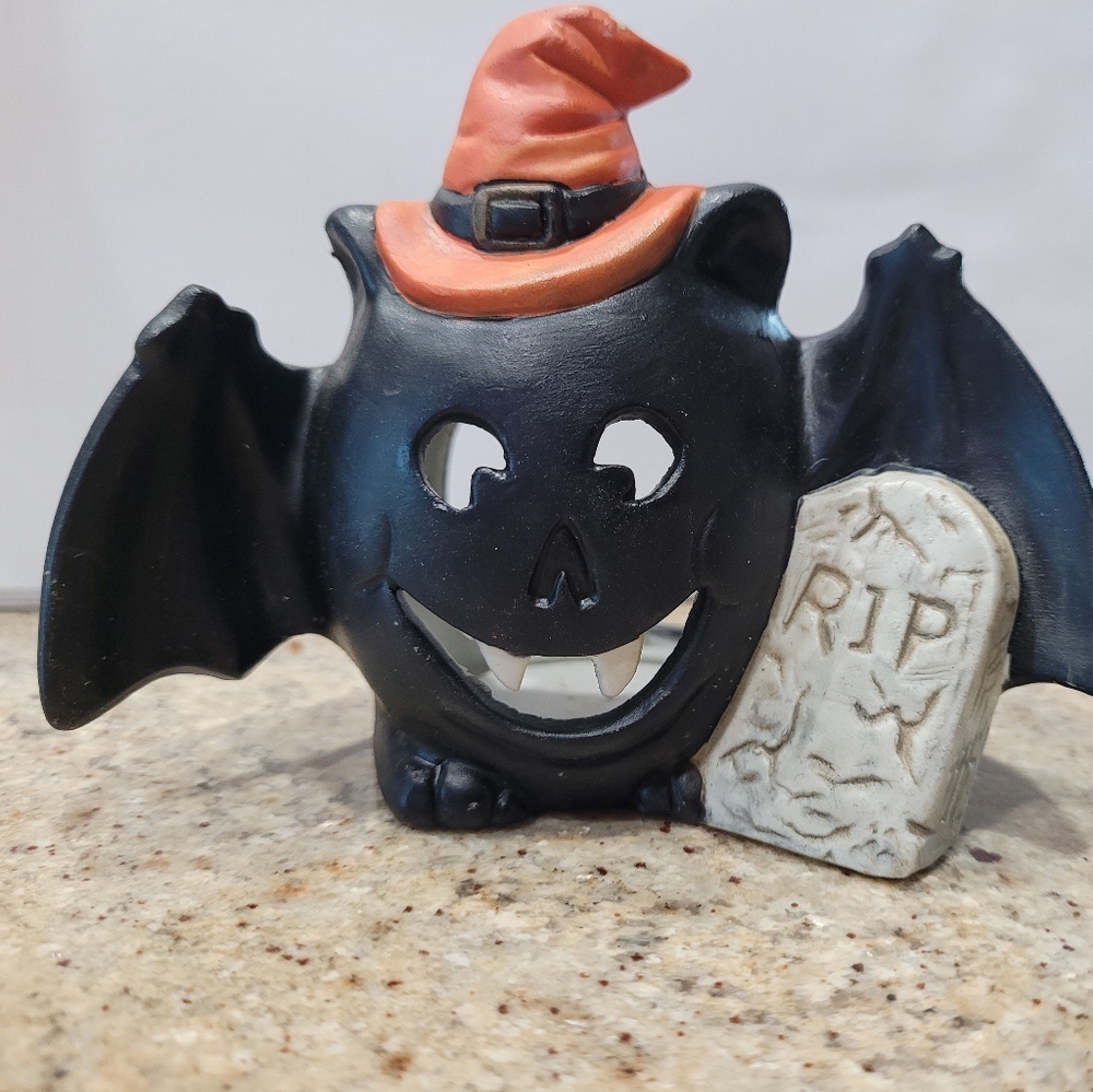 Ceramic votive bat. Halloween style.
